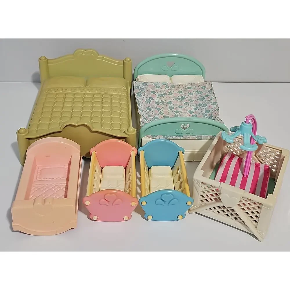 Vintage Fisher Price 90s Loving Family Doll House Furniture Pool Van Dog Cat